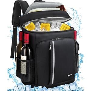 Backpack Cooler,46 Cans Large Cooler 2 Insulated Leak Proof black